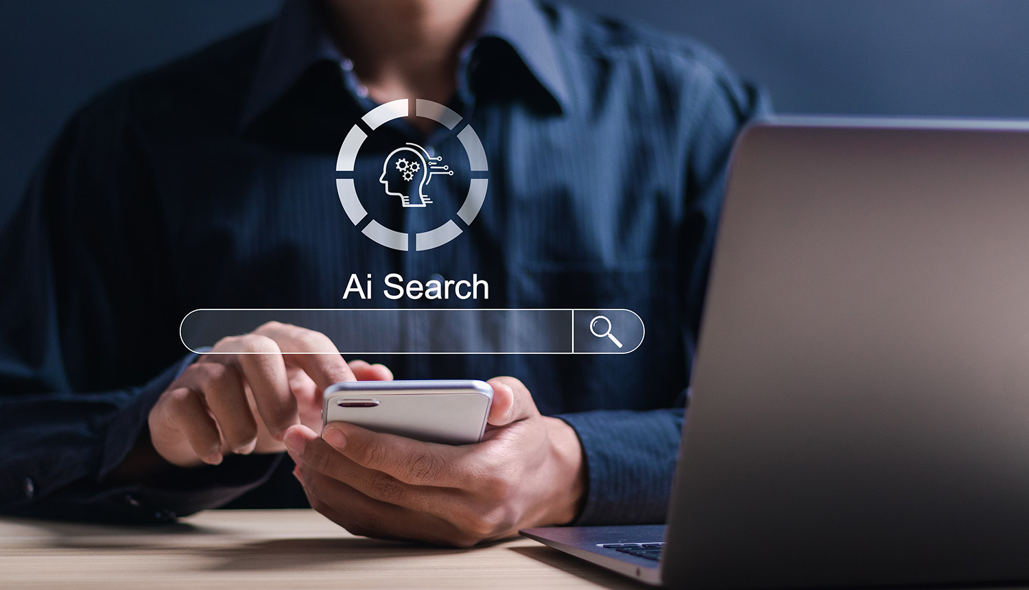 man using ai search