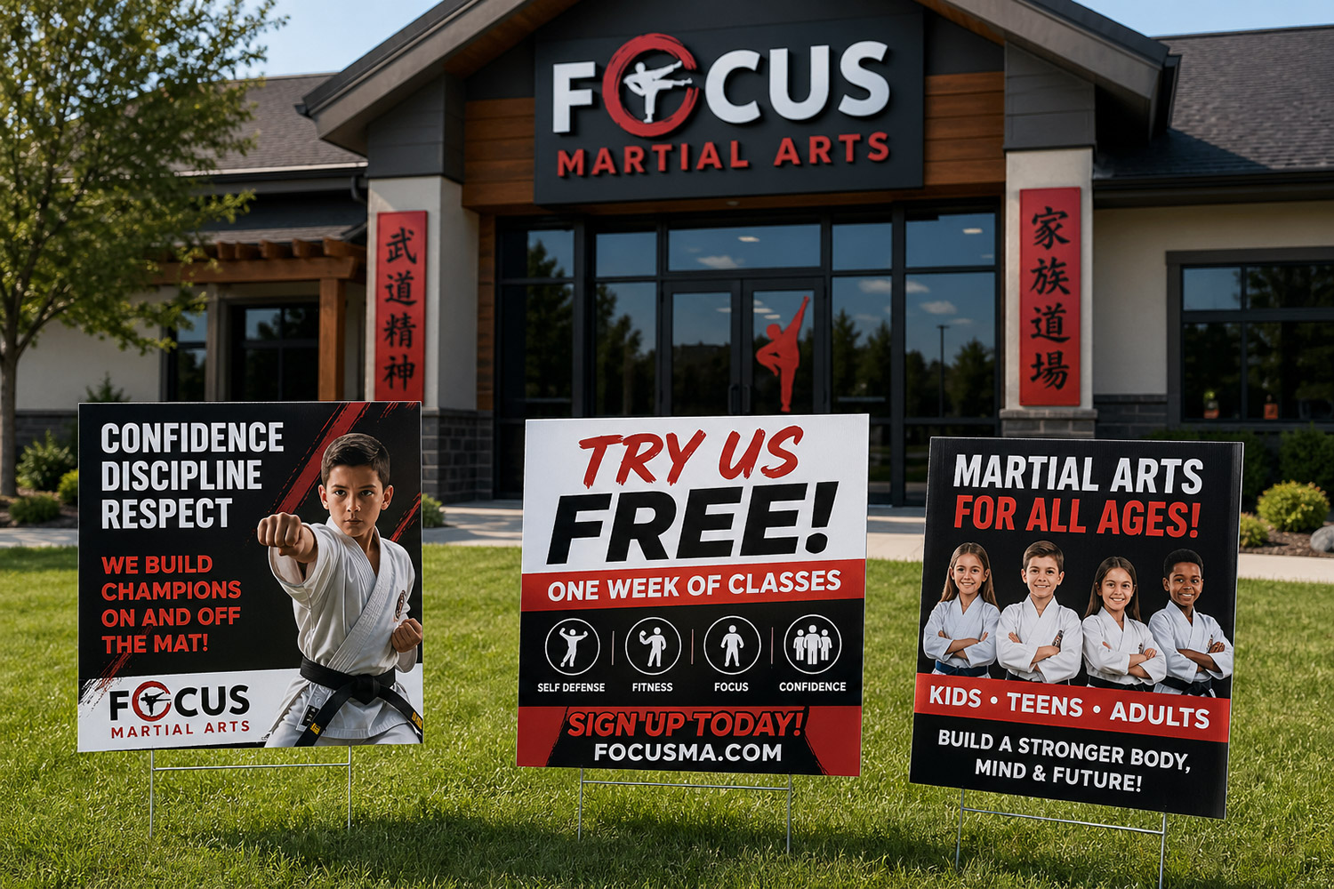 martial arts yard signs
