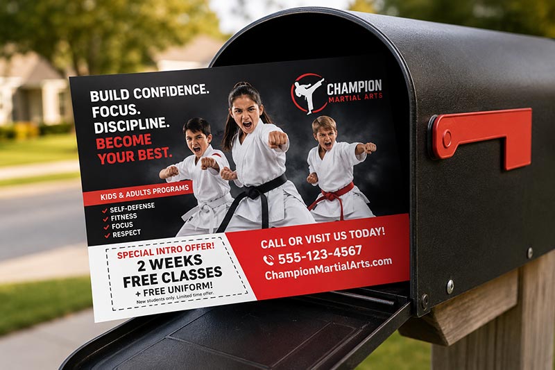 martial arts direct mail in mailbox